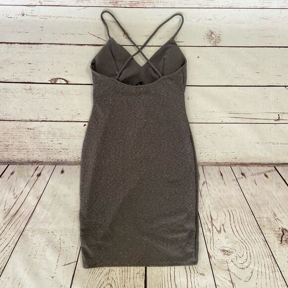 Windsor XS Grey Silver Glitter Sparkle Faux Wrap Vneck Mini Cocktail Dress - Picture 7 of 9